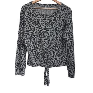 Z Supply Gray Animal Print Tie Front Top Size Small